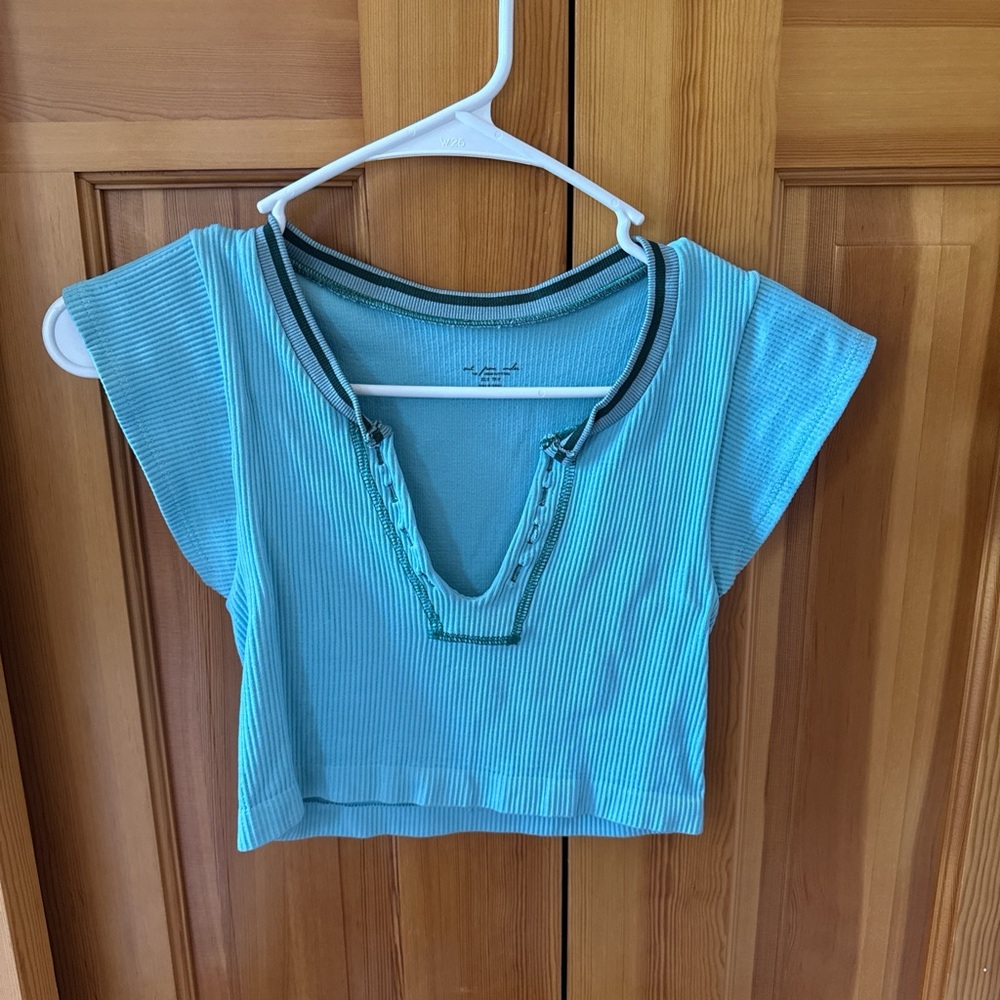 Urban Outfitters Blue Polo Crop Top